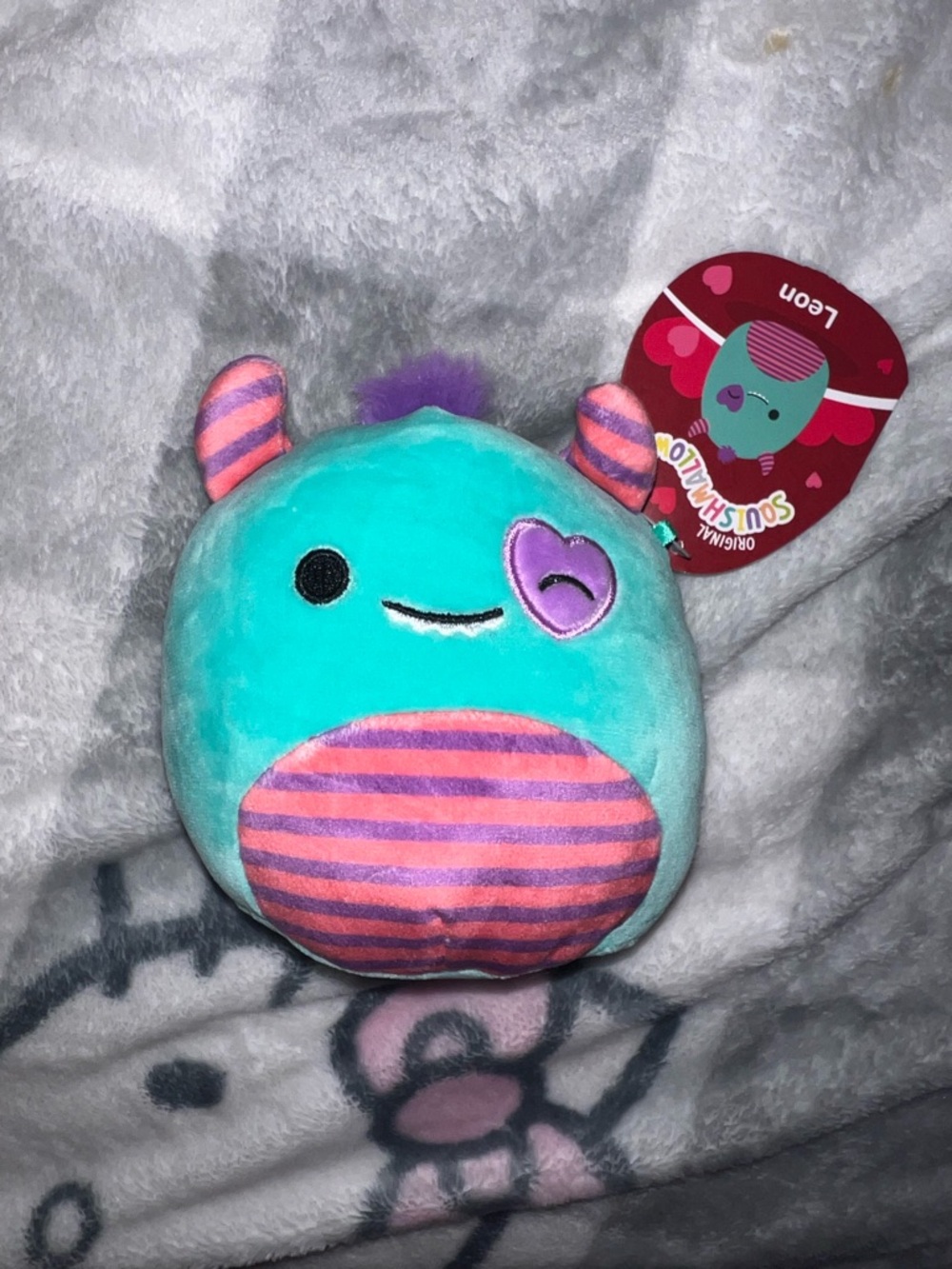 Add on for free💕Squishmallows Teal Plush with Pink & Purple Stripes